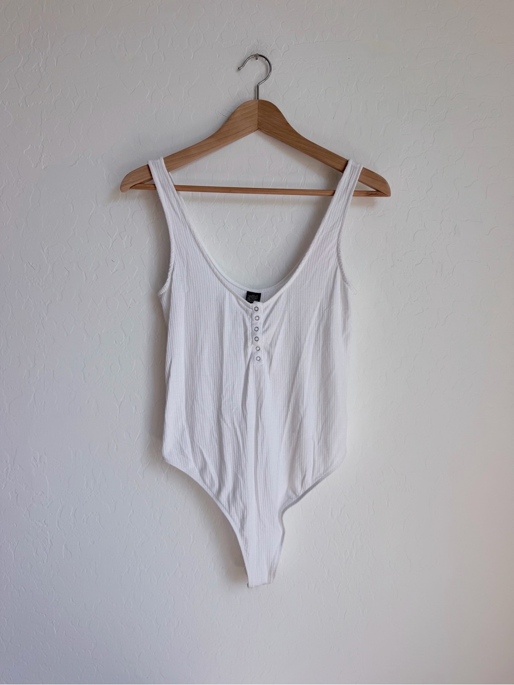 Wild Fable White Ribbed Henley Bodysuit